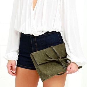 Lulu's Olive Green Leather Clutch
